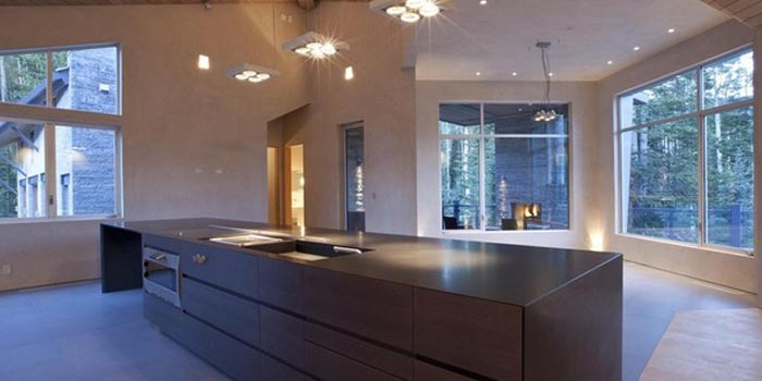 Large modern kitchen in the Telluride ski lodge