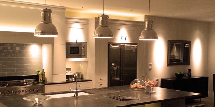 Modern kitchen in low light